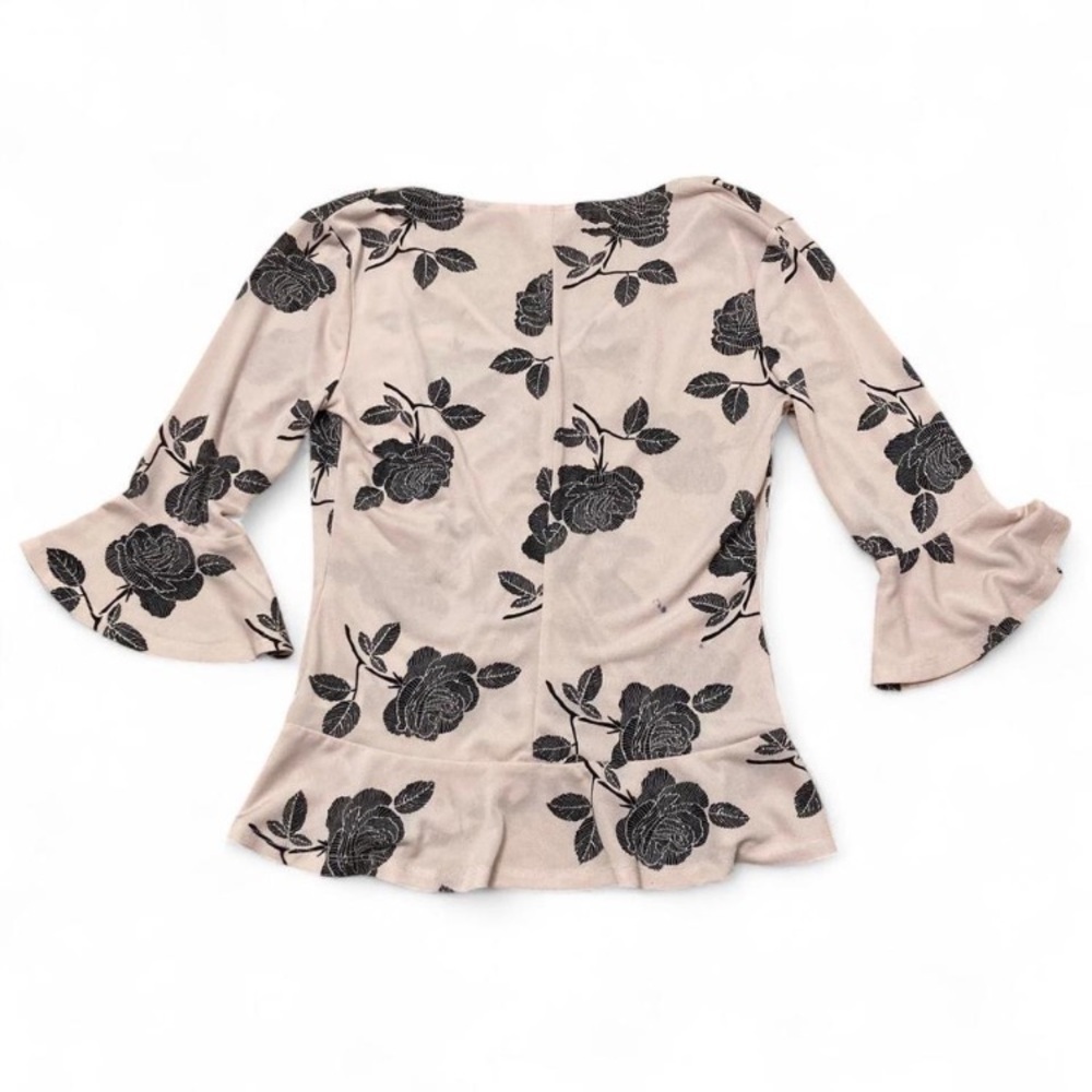3/$20 Candie’s Floral Ruffle Gathered Top Blouse Bell Sleeve Y2K Women’s Small - Picture 5 of 8